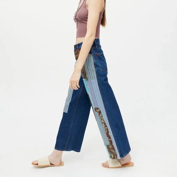 BDG High & Wide Jean - Patchwork Denim NWT Size 25 - Picture 4 of 11